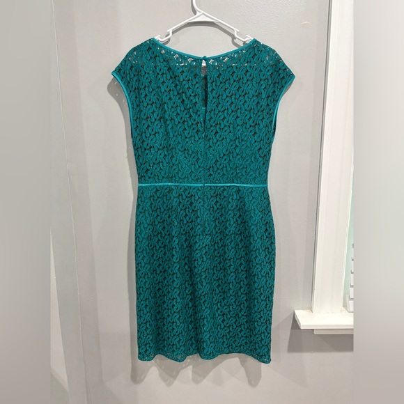 Coldwater Creek Turquoise Blue Mesh Lace Semi Formal Dress Size 10 Eyelet Lace - Picture 6 of 11